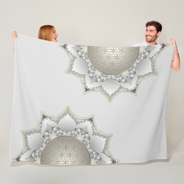 Livslängd - Blommarna Mandala 1 Fleecefilt (På plats)