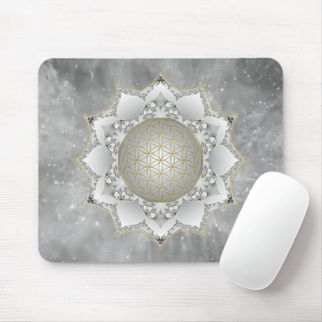 Livslängd - Blommarna Mandala 1 Musmatta (Med mus)