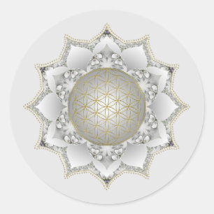 Livslängd - Blommarna Mandala 1 Runt Klistermärke