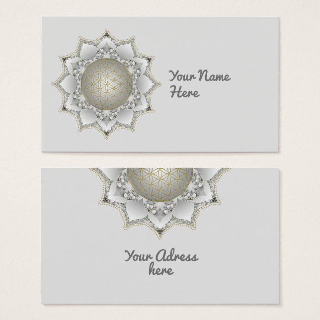 Livslängd - Blommarna Mandala 1 Visitkort (Framsida & baksida)