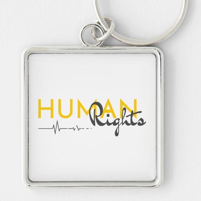 Livslängd för mänskliga Höger Fyrkantig Silverfärgad Nyckelring (Framsidan)