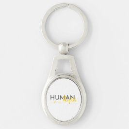 Livslängd för mänskliga Höger Ovalt Silverfärgad Nyckelring