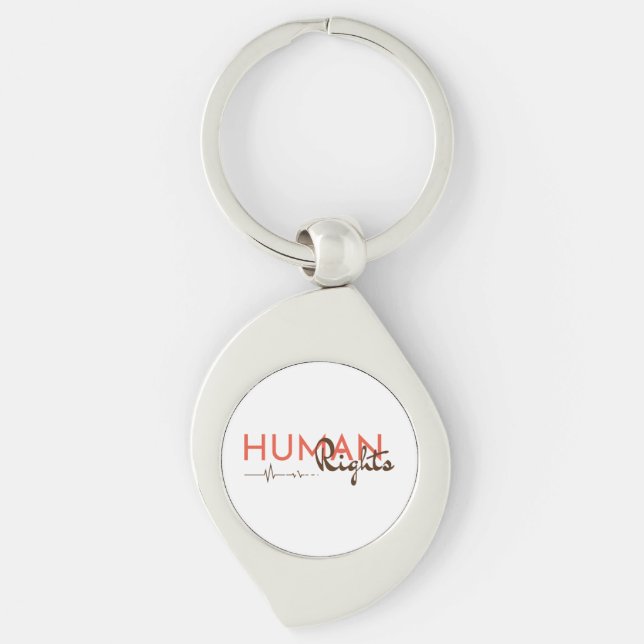 Livslängd för mänskliga Höger Swirl Silverfärgad Nyckelring (Framsidan)