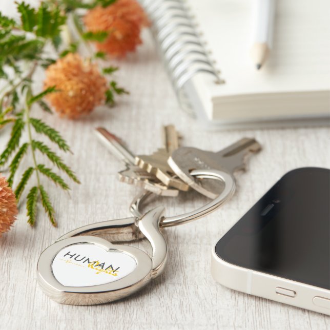 Livslängd för mänskliga Höger Twisted Heart Silverfärgad Nyckelring (Sidan)