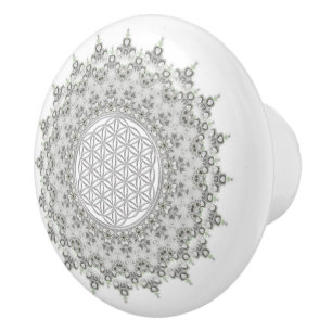 Livslängd - Fractal Mandala grått grönt Knopp