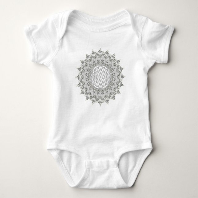 Livslängd - Fractal Mandala grått grönt Tee (Framsida)