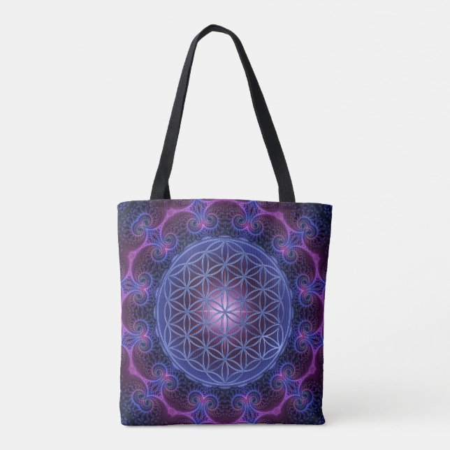 Livslängd - Fractal Mandala Square II Tygkasse (Baksida)
