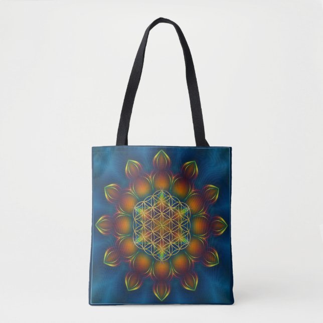 Livslängd - Fractal Mandala Square III Tygkasse (Framsida)