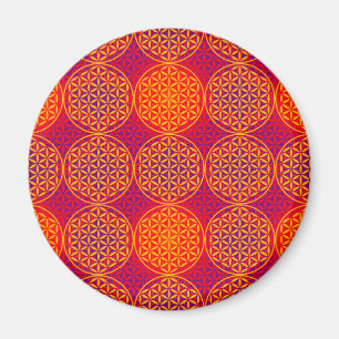 Livslängd - frimärke mönster - orangens rosa magnet