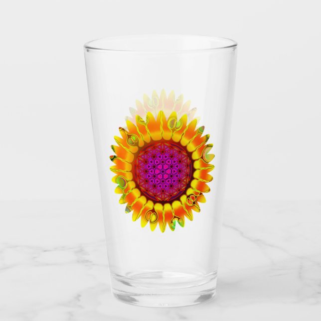 Livslängd - geometrisk Blommar 4 Glaskopp (Framsida)