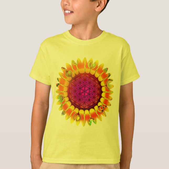Livslängd - geometrisk Blommar 4 T Shirt (Framsida)