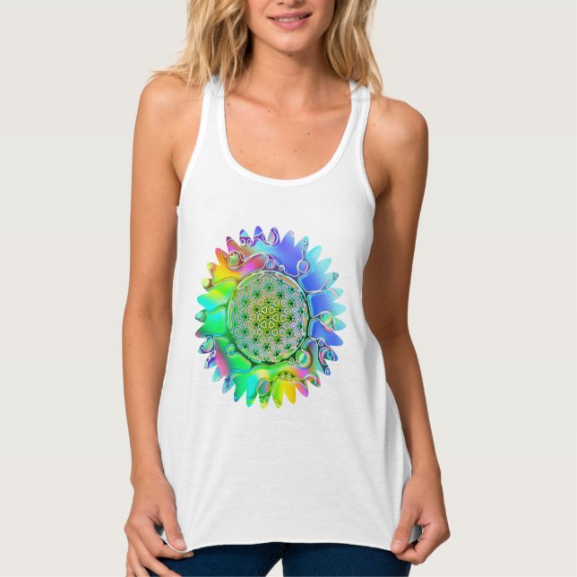 Livslängd - Geometrisk Blommar 5 Linne Med Racerback (Framsida)