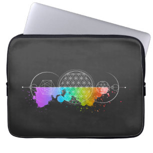 Livslängd - Helig-geometri - Måne - Chakra Laptop Fodral