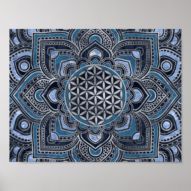 Livslängd i Lotus - Blue Crystal och Silver Poster (Framsidan)