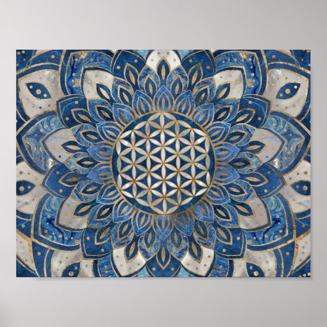 Livslängd i Lotus - Blue Marble and Pearl Poster (Framsidan)