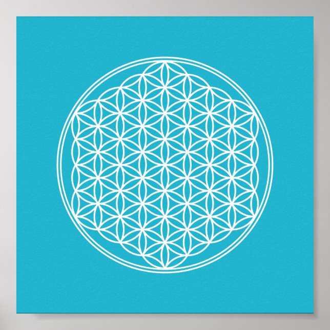 Livslängd - i vitt - geometriskt mönster poster (Framsidan)