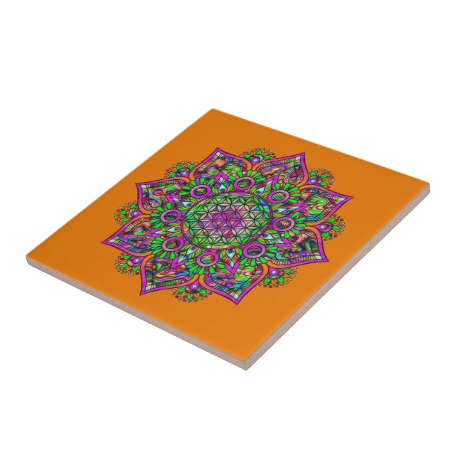 Livslängd - Indiska mandala 1 Kakelplatta (Sidan)
