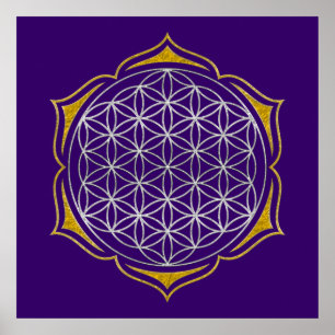 Livslängd - Lotus silver guld Poster