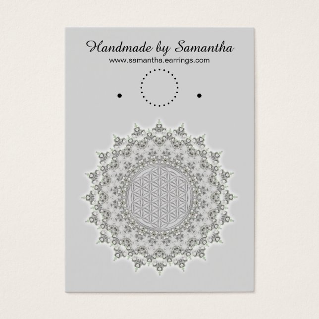 Livslängd - Mandala grått grönt Visitkort (Framsidan)