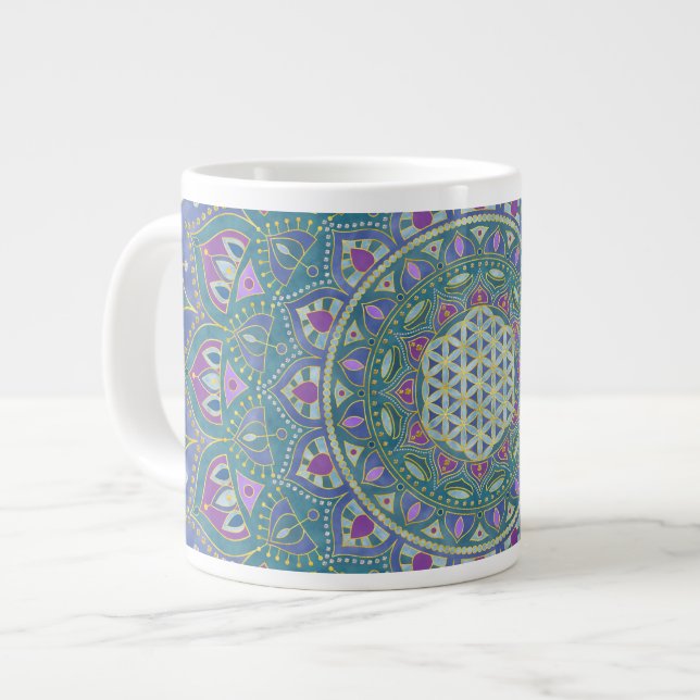 Livslängd - Mandala India Stil 1 Jumbo Mugg (Framsida vänster)