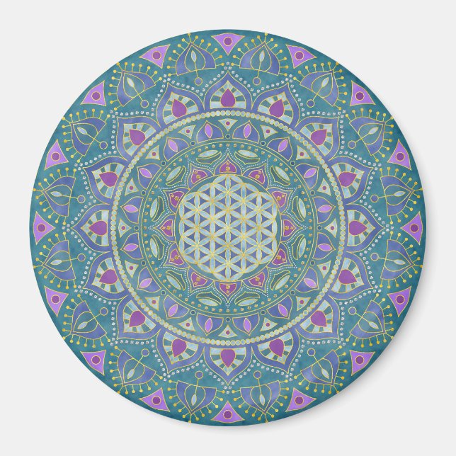 Livslängd - Mandala India Stil 1 Magnet (Framsidan)