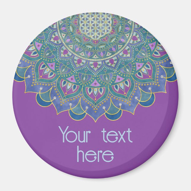 Livslängd - Mandala India Stil 1 Magnet (Framsidan)