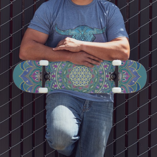 Livslängd - Mandala India Stil 1 Mini Skateboard Bräda 18,5 Cm (Utomhus 3)