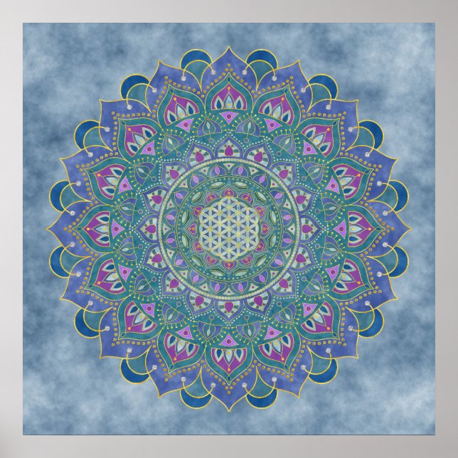Livslängd - Mandala India Stil 1 Poster (Framsidan)