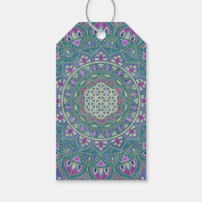 Livslängd - Mandala India Stil 1 Presentetikett (Framsidan)