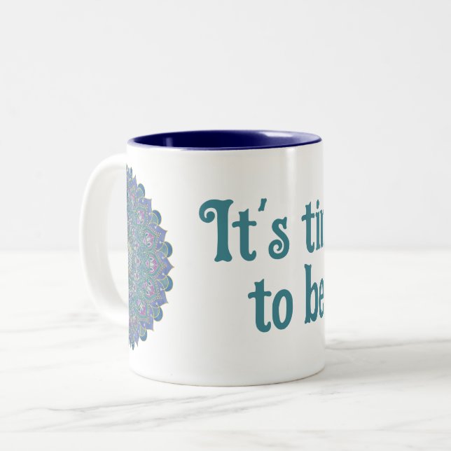 Livslängd - Mandala India Stil 1 Två-Tonad Mugg (Framsida vänster)