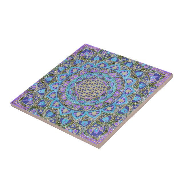 Livslängd - Mandala India Stil 2 Kakelplatta (Sidan)