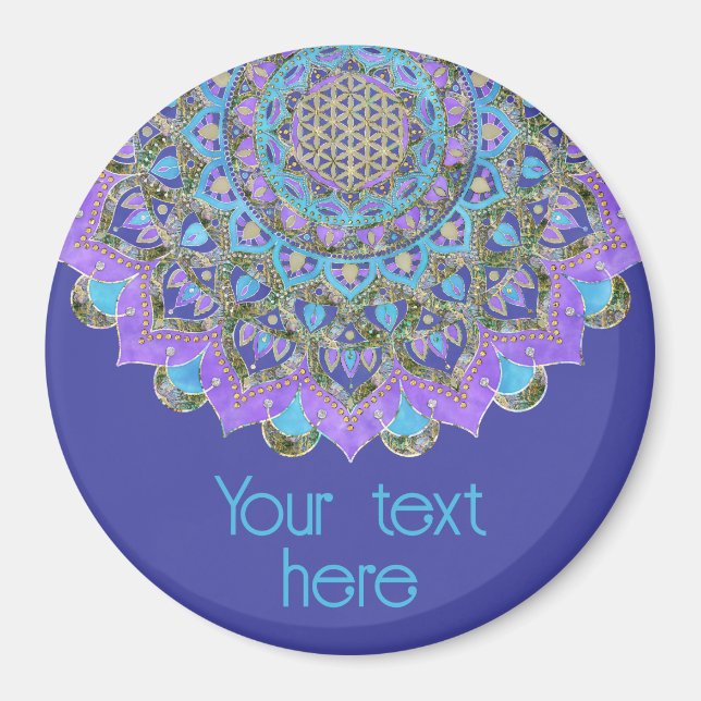 Livslängd - Mandala India Stil 2 Magnet (Framsidan)