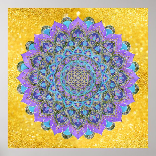 Livslängd - Mandala India Stil 2 Poster (Framsidan)