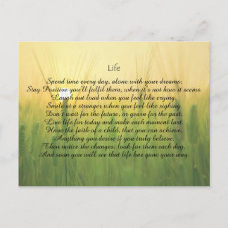 Livslängd Motivational Postcard för uppmuntran. Vykort
