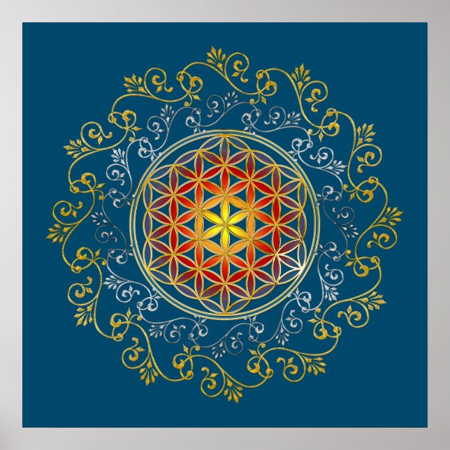 Livslängd - Vintage Ornaments Mandala 1 Poster (Framsidan)