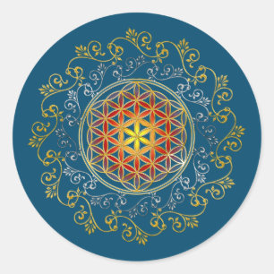 Livslängd - Vintage Ornaments Mandala 1 Runt Klistermärke