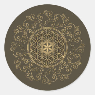 Livslängd - Vintage Ornaments Mandala 2 Runt Klistermärke