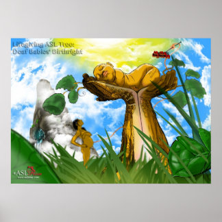 Livslångt ASL Träd: Dövet Spädbarn Birthright Poster