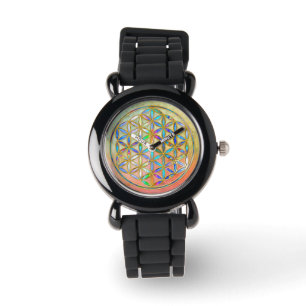 Livslångt blomma/Blume des Lebens - guld färgat Armbandsur