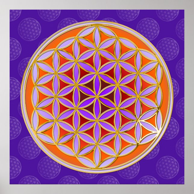 Livslångt blomma - Button orange violet Stil Poster (Framsidan)