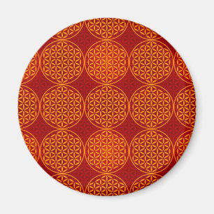 Livslångt blomma - frimärke mönster - orange röd magnet