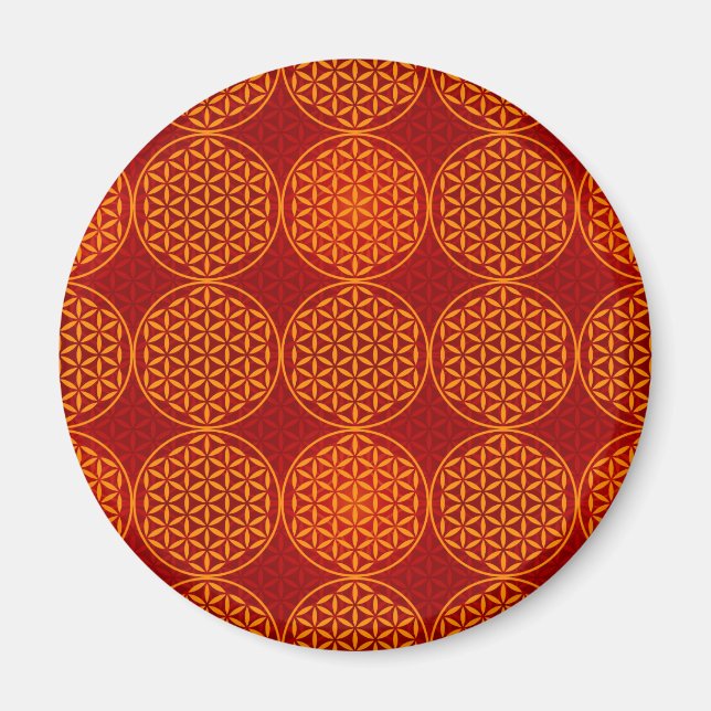 Livslångt blomma - frimärke mönster - orange röd magnet (Framsidan)