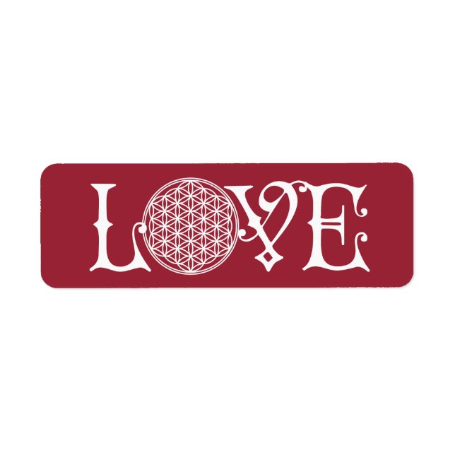 Livslångt blomma - KÄRLEK-tatueringsvit Returadress Etikett (Framsidan)