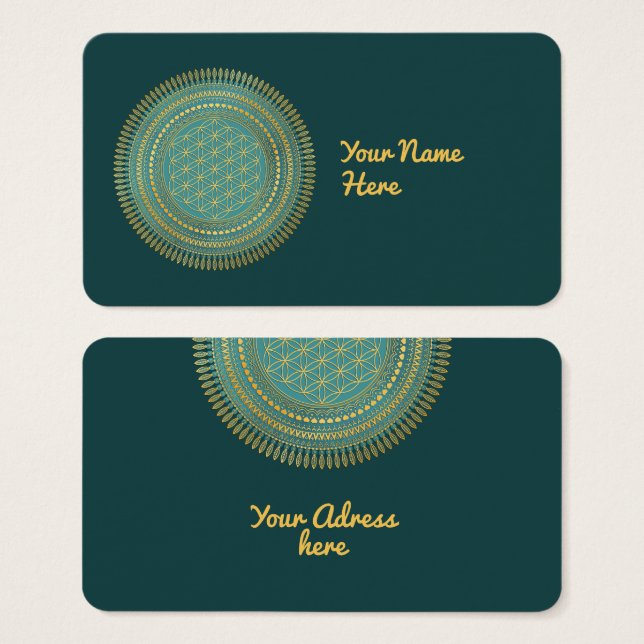 Livslångt blomma - ursprungsbefolkningen Mandala 1 Visitkort (Framsida & baksida)