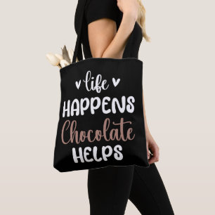 Livslångt choklad hjälper till att typografi av po tygkasse