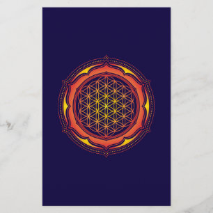 Livslångt liv, Lotus, Helig Geometry, Buddhism Flygblad
