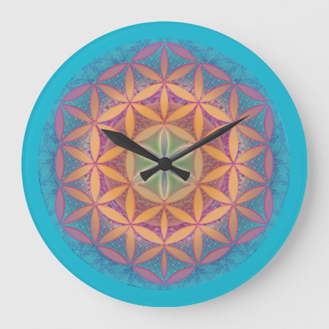 Livslångt Mandala Wall Clock Stor Klocka (Framsida)