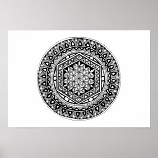 Livslångt mandalas blomma poster