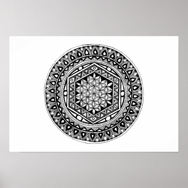 Livslångt mandalas blomma poster (Framsidan)