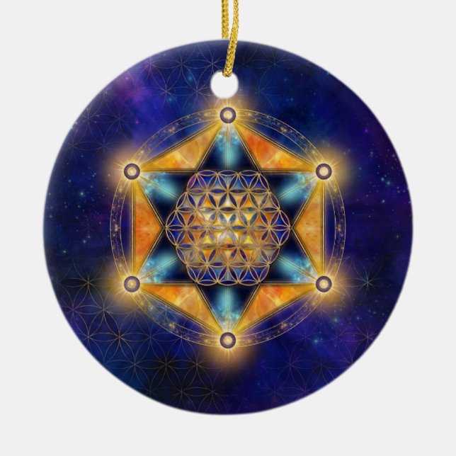 Livslångt Merkaba Star - Sacred Geometry Julgransprydnad Keramik (Framsidan)